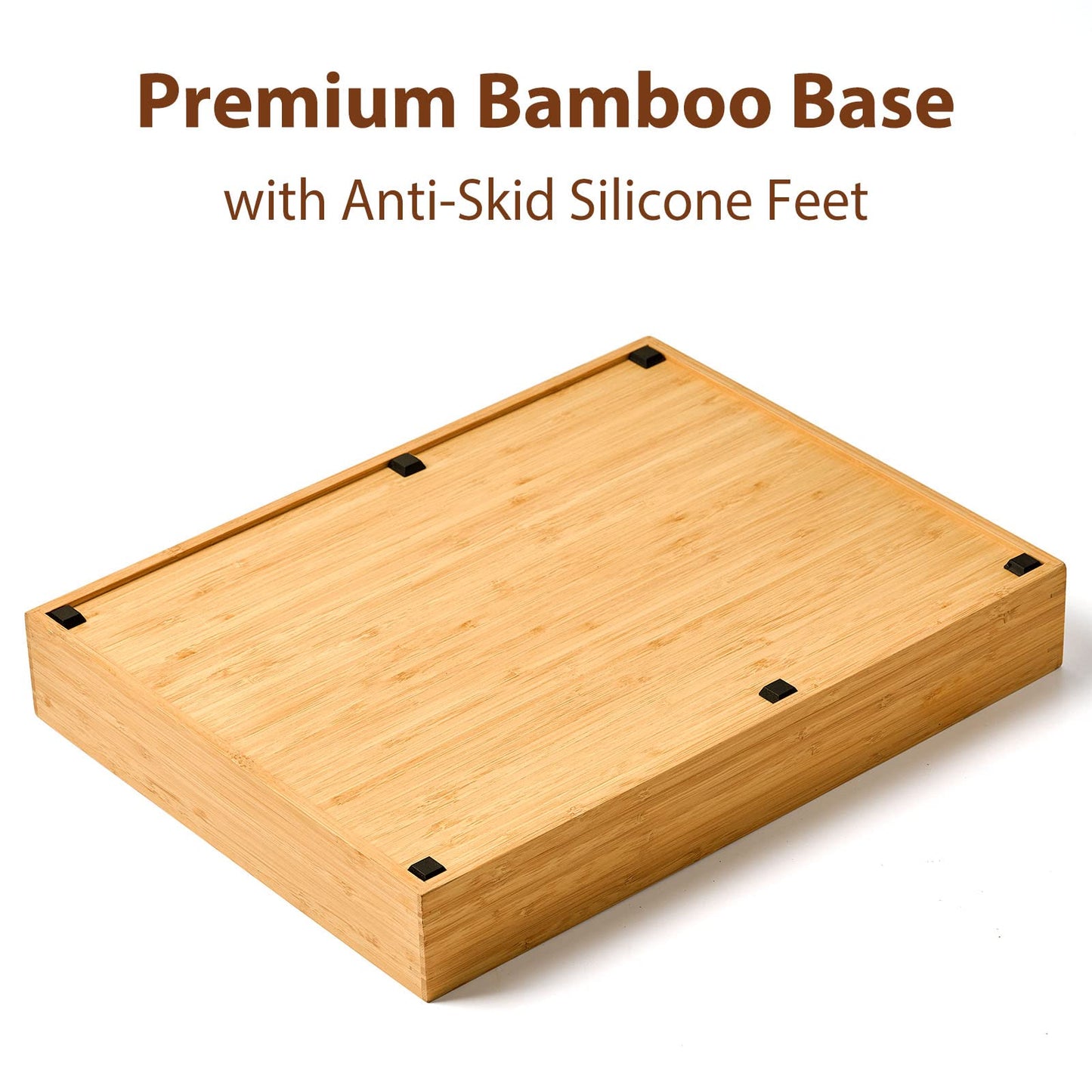 Umilife Bamboo Kitchen Drawer Organizer, 13 Inch Silverware Utensil Tray Holder, Extra Deep Grooved Drawer Divider, 7 Slots Total Bamboo Wood Caddy for Flatware Cutlery Knives, Forks, Spoons
