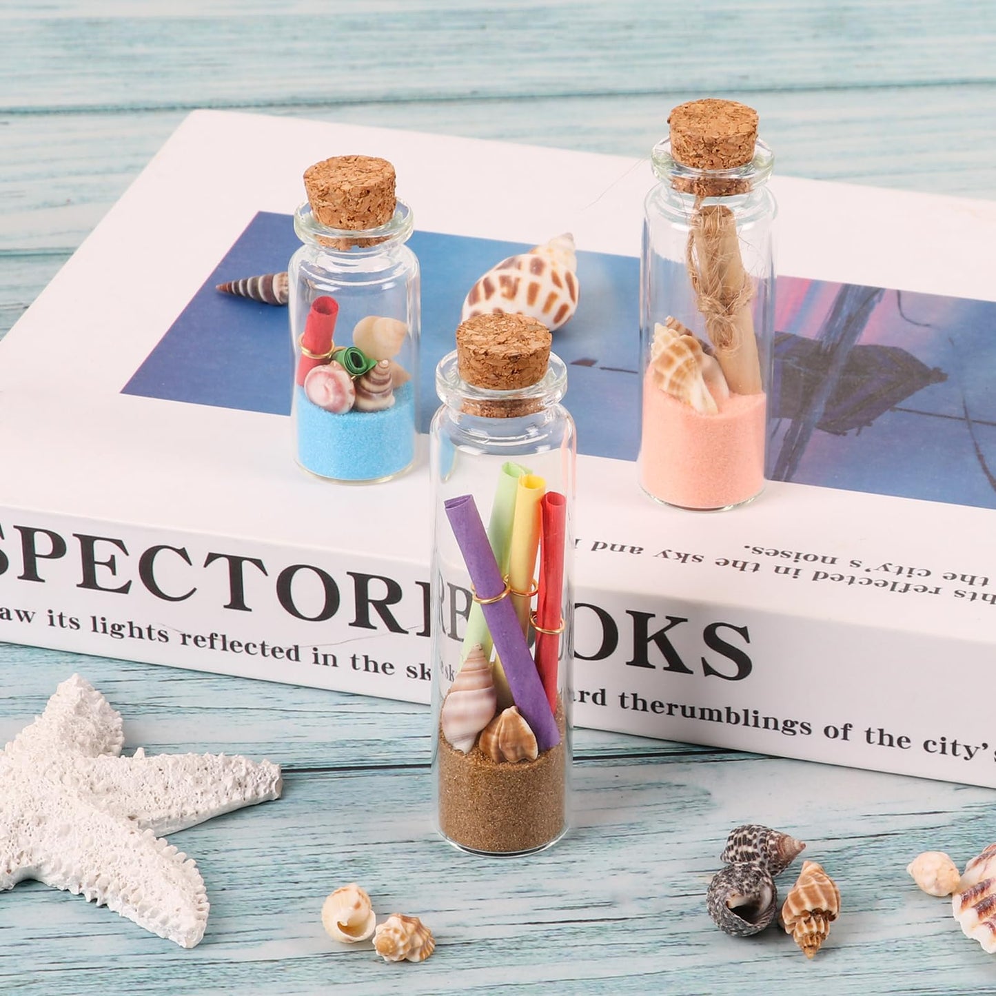 20 ml Small Glass Bottles with Cork, 24 Pack Mini Bottles with Twine & EXTRA Cork Stoppers, Small Vials with Lids, Tiny Spell Jar, Mini Potion Bottle, Message in a Bottle for Theme Party, Sand