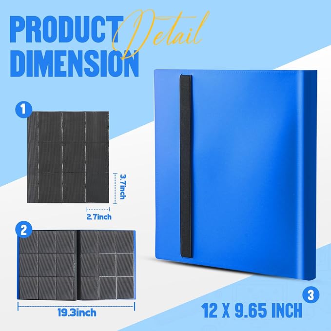 Card Binder 9-Pockets,Trading Card Binder,20 Pages, 360 Card Capacity Collection Binder, Card Folder for MTG, TCG, Game Cards & Sports Cards (Light blue)