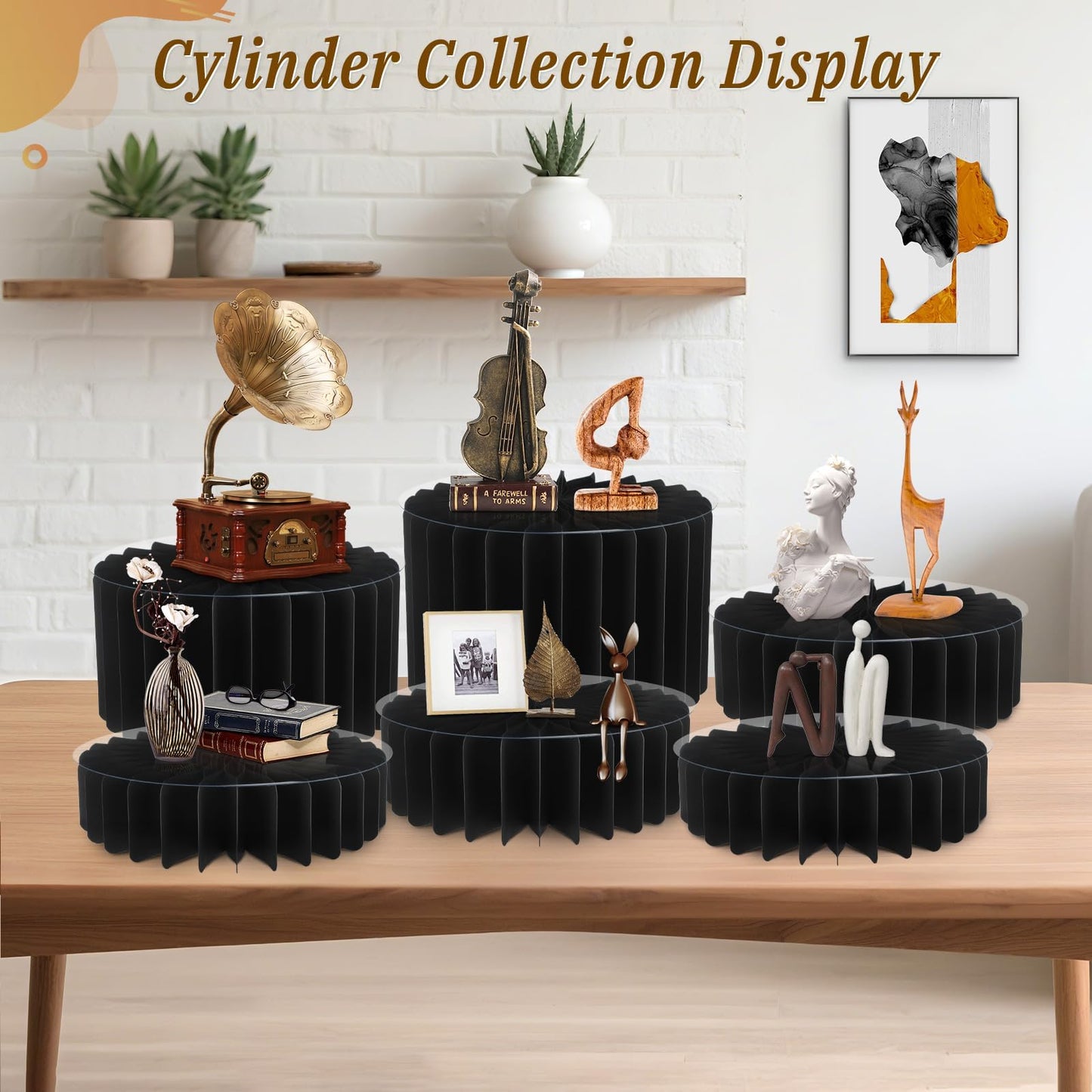 Youjoitim 6Pcs Buffet Risers, Food Risers for Table, Foldable Cake Display Stands, Tall Cardboard Cupcakes Stand for Show Catering Desserts Jewelry Wedding Birthday Party Decoration (Black)