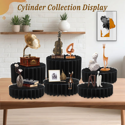 Youjoitim 6Pcs Buffet Risers, Food Risers for Table, Foldable Cake Display Stands, Tall Cardboard Cupcakes Stand for Show Catering Desserts Jewelry Wedding Birthday Party Decoration (Black)