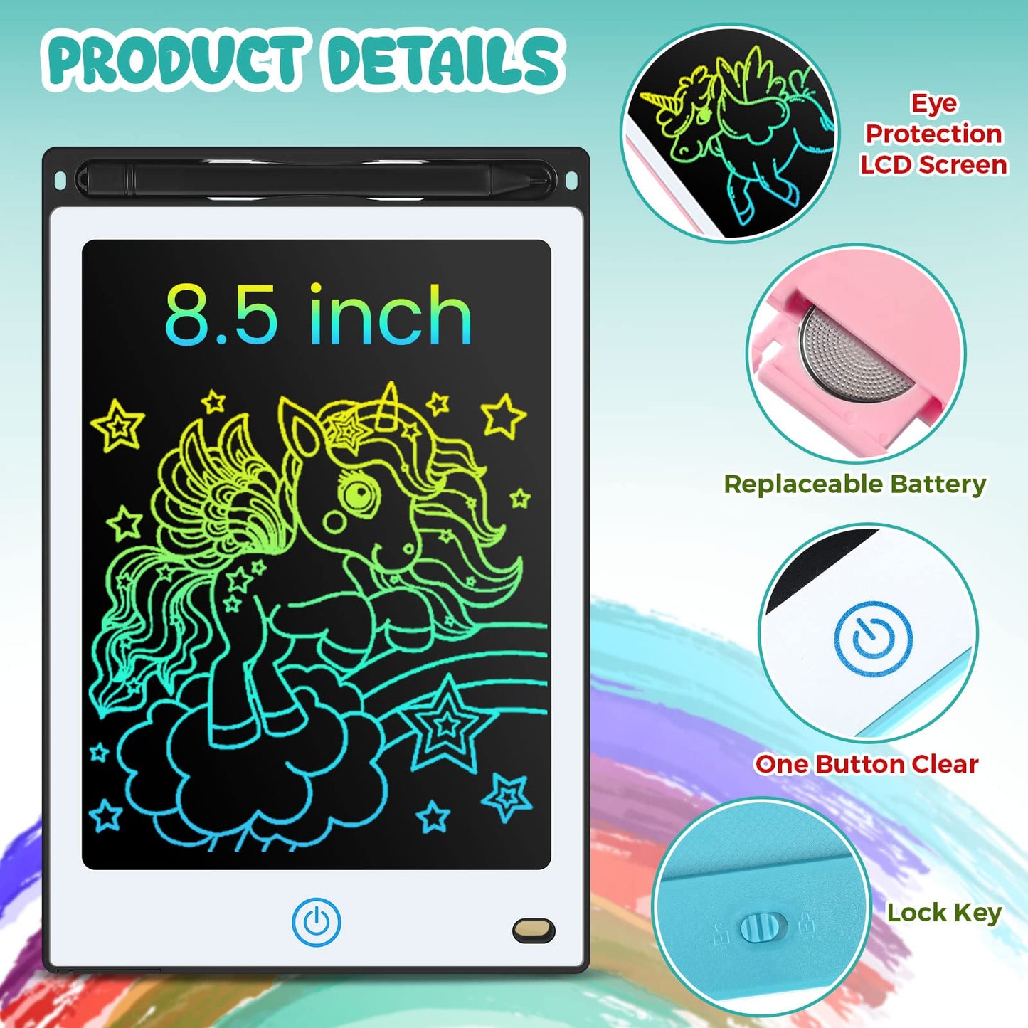 Zhehao 20 Pack LCD Writing Tablet for Kids: 8.5 Inch Colorful Drawing Doodle Boards - Reusable Erasable Doodle Board Educational Learning Toys Gifts for Toddlers Ages 3-8 Party Favors(Pastel,Classic)