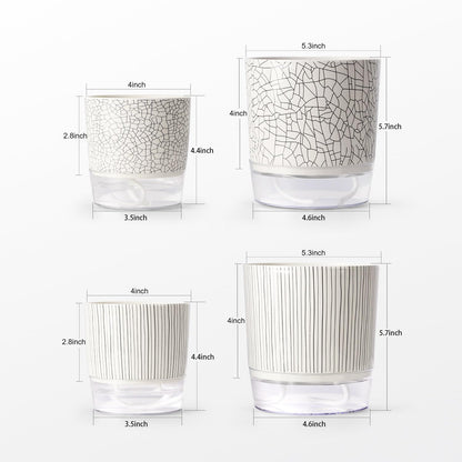 Etvski Self Watering Pots for Indoor Plants, 5 & 4 Inch Stylish Flower Pots, Set of 4 Modern Planters with Self-Watering Feature (Mixed Colors)