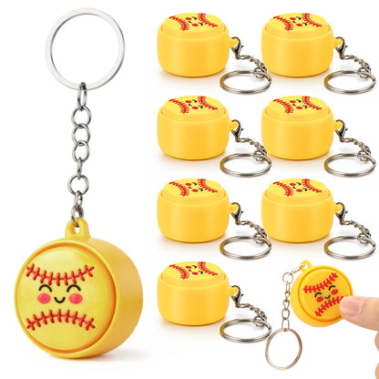 Kenning 12 Pcs Softball Clicker Fidget Keychain Bulk 3D Printed Clicker Fidget Toys Stress Relief Softball Party Faovrs Senior Night Gifts for Team Birthday Goodie Bag Stuffers Sport Lover Gifts