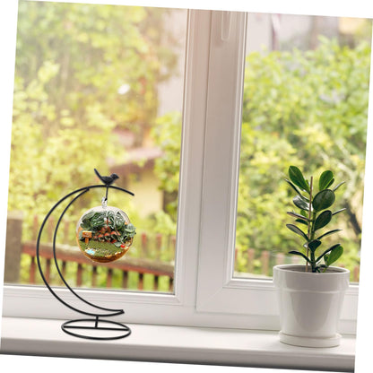 Garneck Moon-shaped Bird Iron Frame Display Stand for Indoor Decor Plant Terrarium Stand Ornament Hanger String