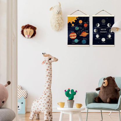 LKETW Space Nursery Poster Hanger Frame 12x16 Inch, Solar System Galaxy Wall Art Posters for Classroom, Space Educational Hanging Banner Decor for Kids Boy Girl Nursery Room Bedroom Playroom, Set of 2