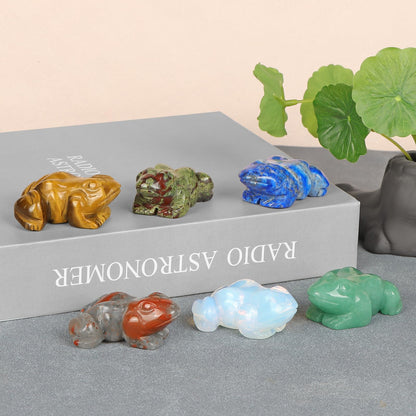 SMQ 2 Inch Crystal Frog - Natural Yellow Tiger Eye Figurine, Hand Carved Statue Decor, Healing Stone Animal With Gift Box