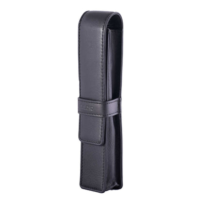 DiLoro Leather Single Pen Case Pencil Pouch Holder for One Fountain Ballpoint Rollerball Pen and Pencil (Black)