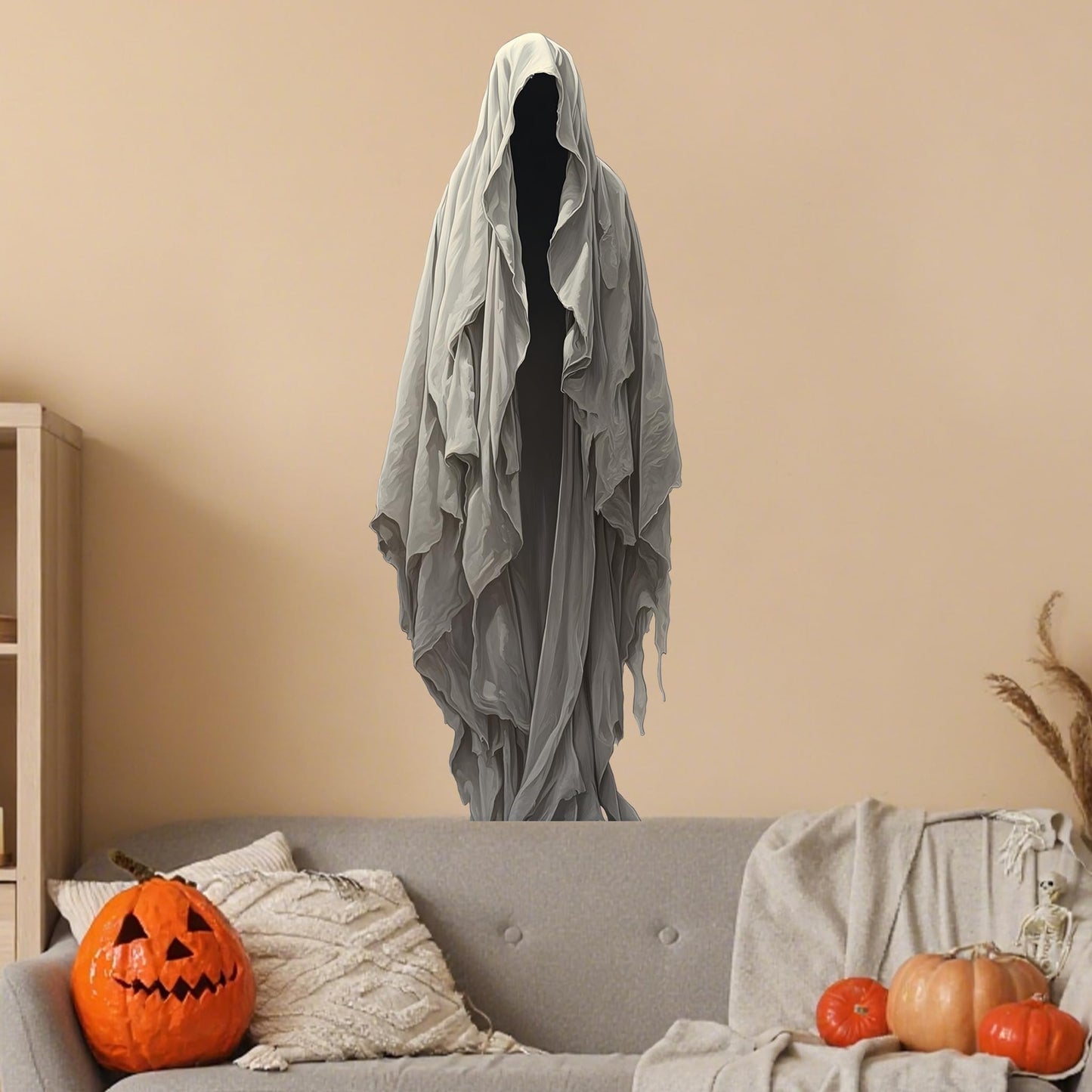 Halloween Wall Decals,Peel And Stick Halloween Theme Decor Stickers,Removable Vinyl Spooky Scary Face Wall Sticker For Holiday Party Decor. (Ghoul - Creepy Human Monster Wall Decal)