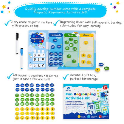 70 PCS Magnetic Regrouping Activities Kit, Place Value Manipulatives 1st 2nd 3rd 4th Grade, Place Value Chart Mat Magnets, Magnetic Place Value Discs, Base 10 Ten Math Manipulatives - Simply Magic