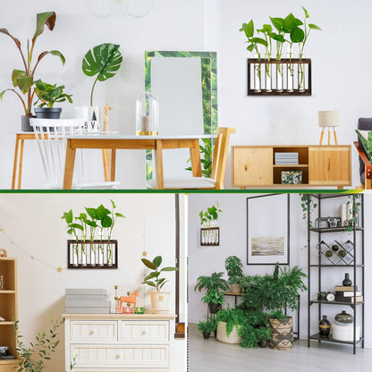 XXXFLOWER Plant Propagation Station,Plant Terrarium Wooden Stand with 5 Test Tubes,Glass Planters for Indoor Plants,Plant Lover Gifts for Women Mom Wife Daughter,Garden Office Room Decoration