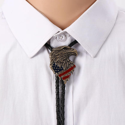 HLYMPONY 250th Anniversary of USA Eagle Bolo Tie, Western Cowboy Patriotic Accessory for Men (Bronze)