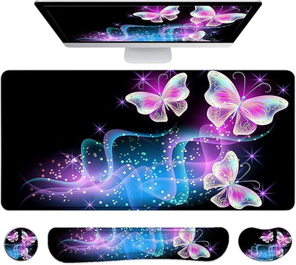 LATEEFAH Desk Mat, Mouse Pad with Wrist Rest, 4-in-1 Large Mouse Pads for Desk, Ergonomic Mouse Pad and Keyboard Wrist Rest Gaming Keyboard Mat for Office, Home