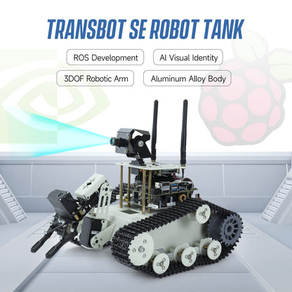 Yahboom Raspberry Pi 5 Robot Track Tank Car Kit with Robotic Arm Artificial Intelligence Learning Electronic Programming for Teens Adults (Transbot-SE Without Pi)