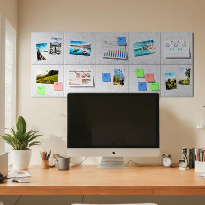 MaxGear Large Cork Board for Wall 36" x 24", Light Gray Bulletin Board, 6 Pack Felt Wall Tiles with Pushpins, Cork Boards for Office Pin Board Tack Board Cork Boards