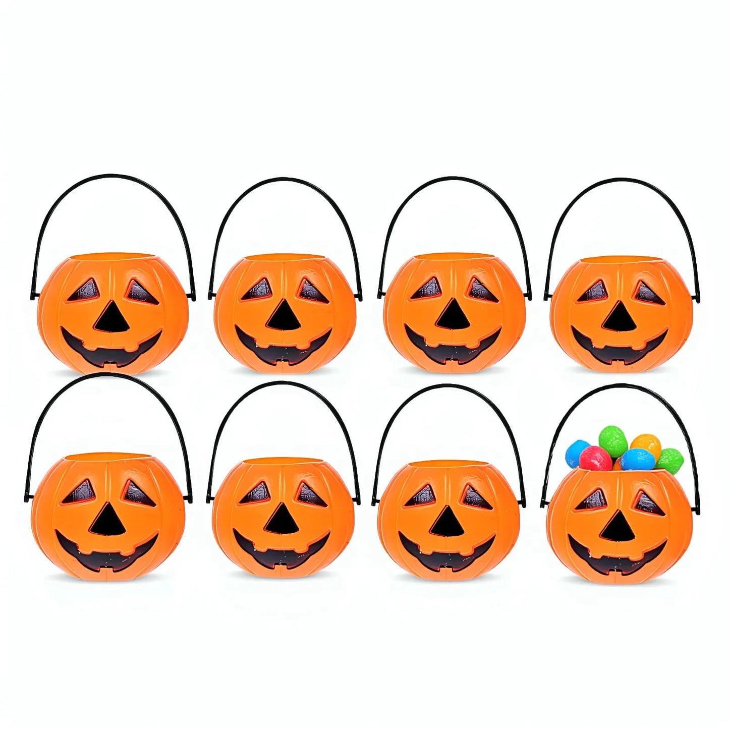 NUOBESTY Halloween Candy Bucket, 8pcs Small Halloween Pumpkin Bucket Trick or Treat Pail Water Party Candle Holder |3.35 x 2.17 x 1.77 inches