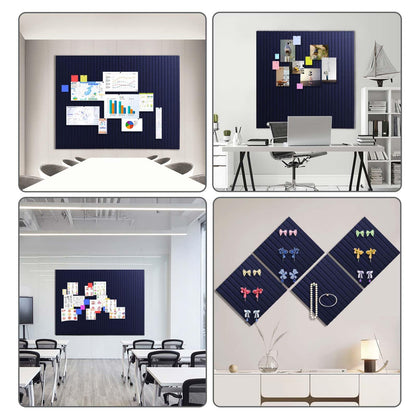 Large Cork Board for Office Decor, 48"x 36" - 1/2” Thick Felt Bulletin Board, 12 Pack Felt Board with Safe Removable Adhesive Tabs, Pin Board Cork Boards for Walls - Dark Blue