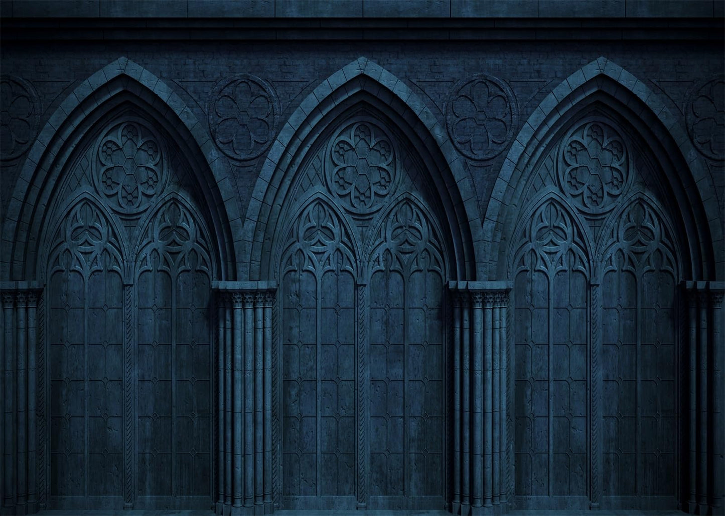 BELECO 10x6.5ft Fabric Dark Medieval Gothic Wall Backdrop Abandoned Night Castle Crypt Gothic Arch Stone Wall Background Medieval Themed Party Decorations Ghost Vampire Halloween Shoot Photo Props