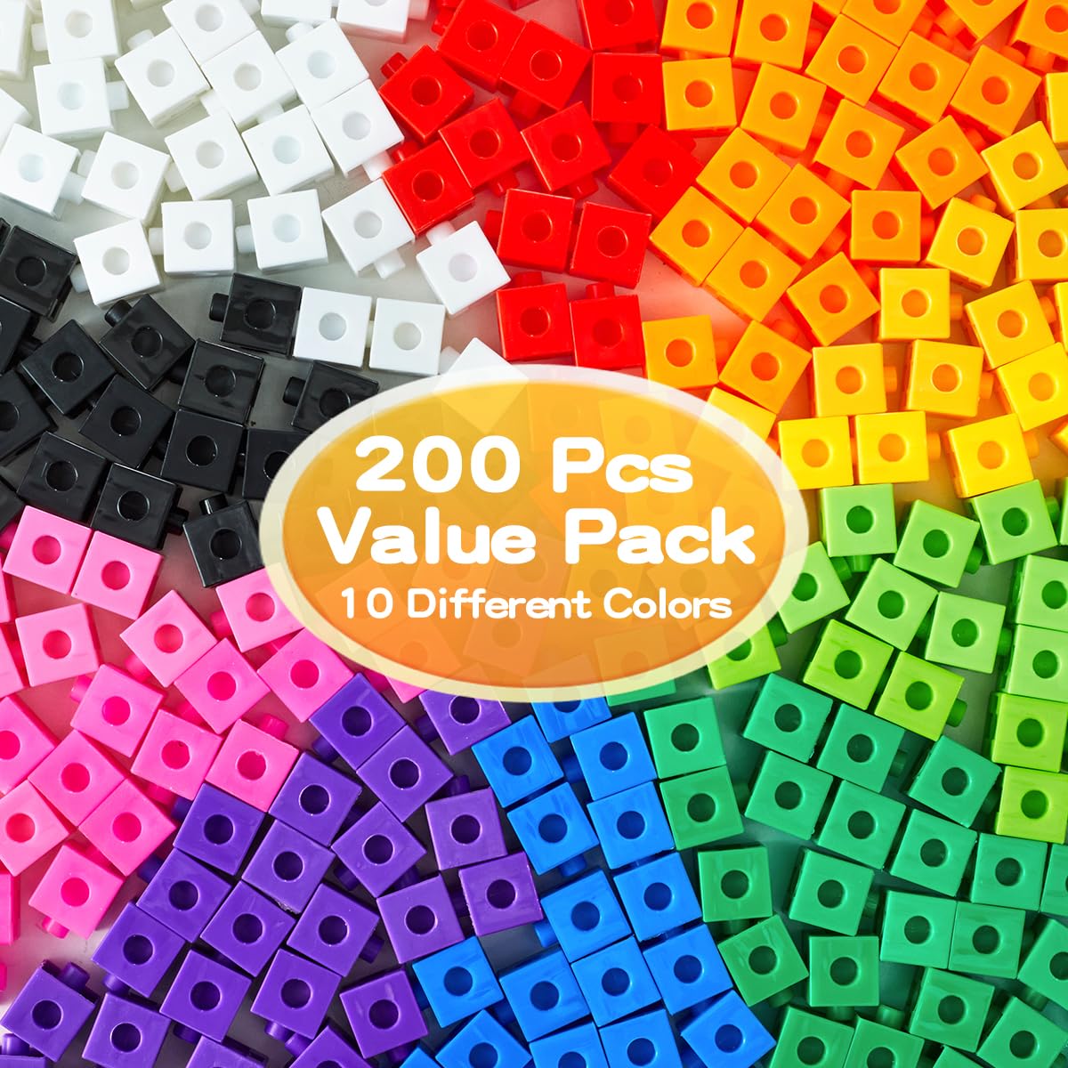 QUYSK Set of 200 Kids Linking Cubes for Math, STEM Connecting Cubes Math Manipulatives Kids Counting Blocks for Classroom Learning Supplies for Preschool and Elementary Children