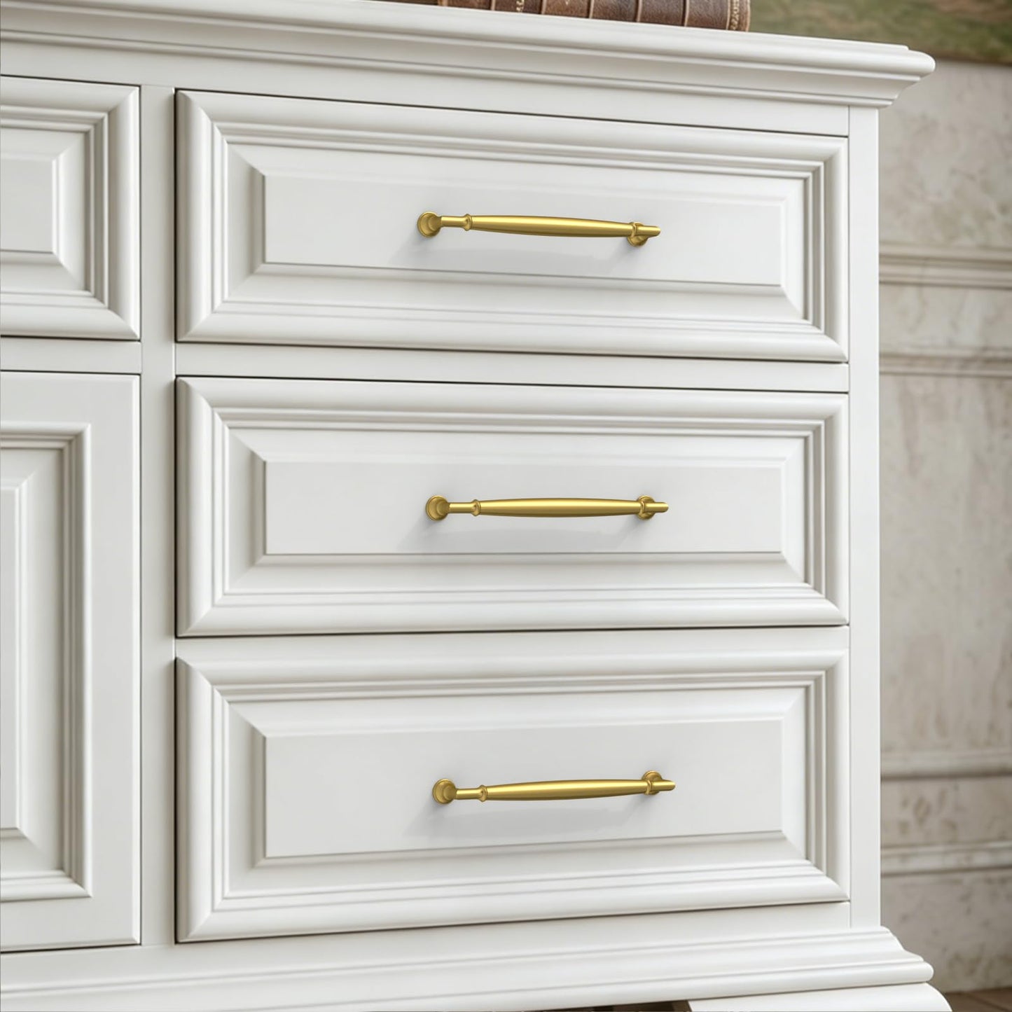 Talentedeco 10 Pack Vibrant Brushed Brass Cabinet Pulls 6.3 Inch(160mm) Kitchen Cabinet Handles Solid Heavy Duty Drawer Pulls