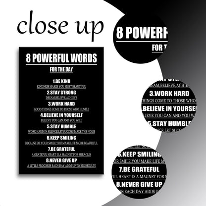 8 Powerful Words for The Day Success Quotes Poster Print Motivational Picture Painting Inspirational Canvas Wall Art for Modern Office Bedroom Living Room School Wall Decor Ready to Hang [24''Wx36''H]