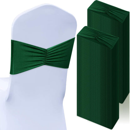Moukeren 150 Pcs Spandex Chair Sashes Bows Bands Chair Covers Decorations Elastic Ribbon Seat Ties for Wedding Birthday Party Banquet Hotel Events Ceremony(Green)