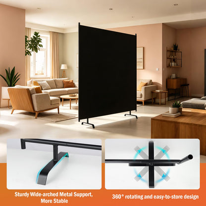 Room Divider Panel, 100% Blackout Privacy Screens with Wider Feet, 5Ft x 6FT Portable Room Partition for Room Separator, Room Divider Screen Partition Room Dividers Freestanding