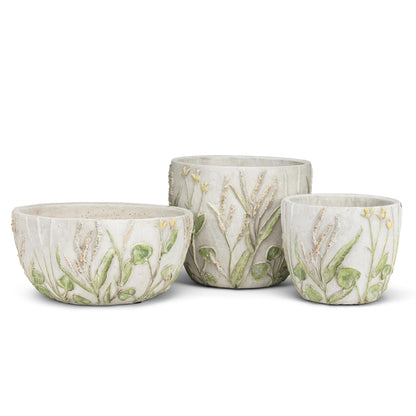 Abbott Collection Lavender & Greenery Planter - Cement, Grey/Purple, 8.5 inches W (7.5" D Opening)