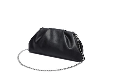 YUWITA Soft PU Leather Clutch Purses for Women Formal Elegant Luxurious Evening Bag (Black)