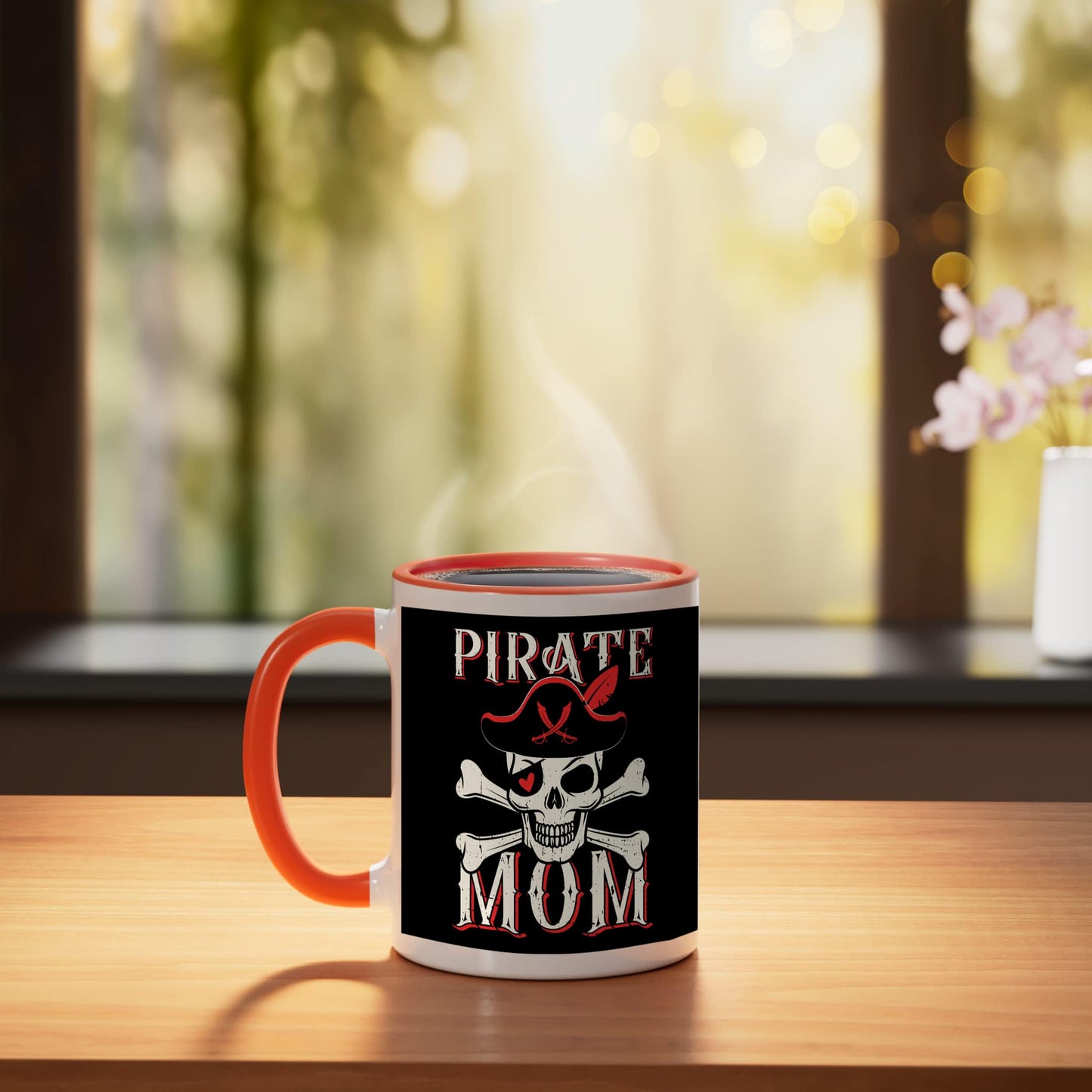 This Is My Pirate Costume Halloween Pirate Mom Ceramic Mug, Orange/White