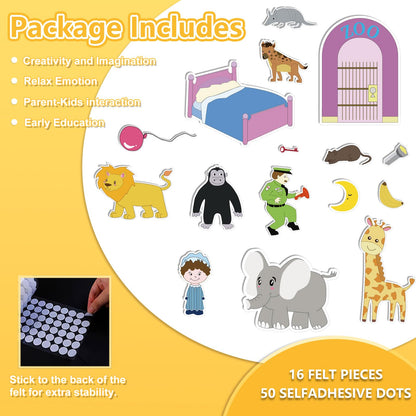Thryvomniq Goodnight Gorilla Story Felts Felt Story Board Pieces Preschool Kindergarten Storytelling Learning Activities Felt Toys Interactive Toys