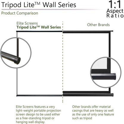 Elite Screens Tripod Lite Wall Series | 2 in 1 Portable Projector Screen Dual Tripod Stand/Wall Mount Indoor/Outdoor 65-INCH, 1:1 w/Carrying Bag | US Based Company 2-Year Warranty - T65SW, Black