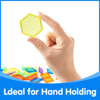 Odoorgames 140 Pcs Translucent Pattern Blocks - Educational Light Table Manipulatives and Accessories - Fun and Engaging Geometric Shapes