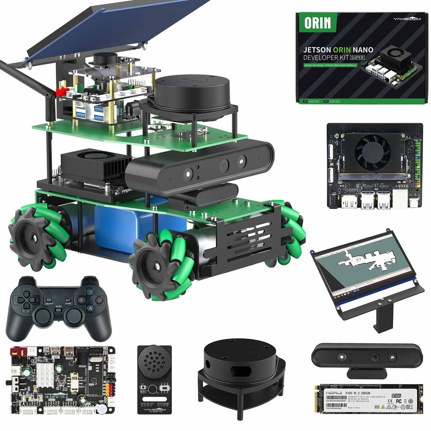 Yahboom ROS2 Programming Robot for Orin Nano 8GB Super 67TOPS Robot AI Voice Module, Ubuntu AI Vision Mapping Navigation 360°Movement (Sup Ver-with Orin Nano Super 8GB)