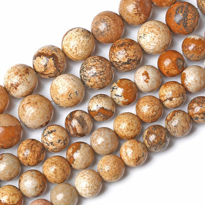 8mm Natural Picture Jasper Beads Round Semi Precious Gemstone Loose Beads for Jewelry Making (47-50pcs/strand)