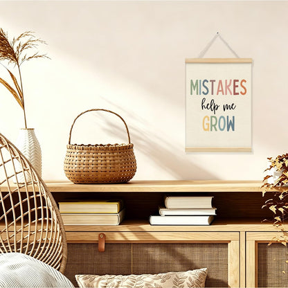 STHTTSW Boho Classroom Decor,Mistakes Help Me Grow Wall Hanger with Wooden Frames,Homeschool Motivational Mental Health Wall Decor for Therapy Counselor Office 12x16 Inch