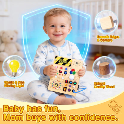 Grarain Busy Board for Toddlers - Montessori Educational Toy for 1-3 Year Old Boys & Girls | Travel-Friendly Sensory Learning Activity | Ideal for Kids with Autism(Busy Board v5)