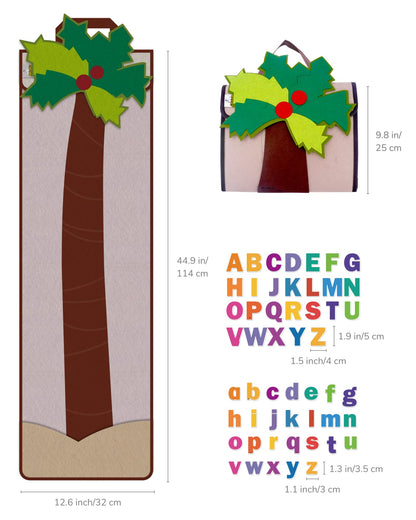 CHEFAN Letter Tree, Coconut Tree Alphabet Bag for Early Education Storytelling, Felt Story Board Set Props from The Childhood Favorite Book, Felt Board for Wall Teaching Home Classroom Play