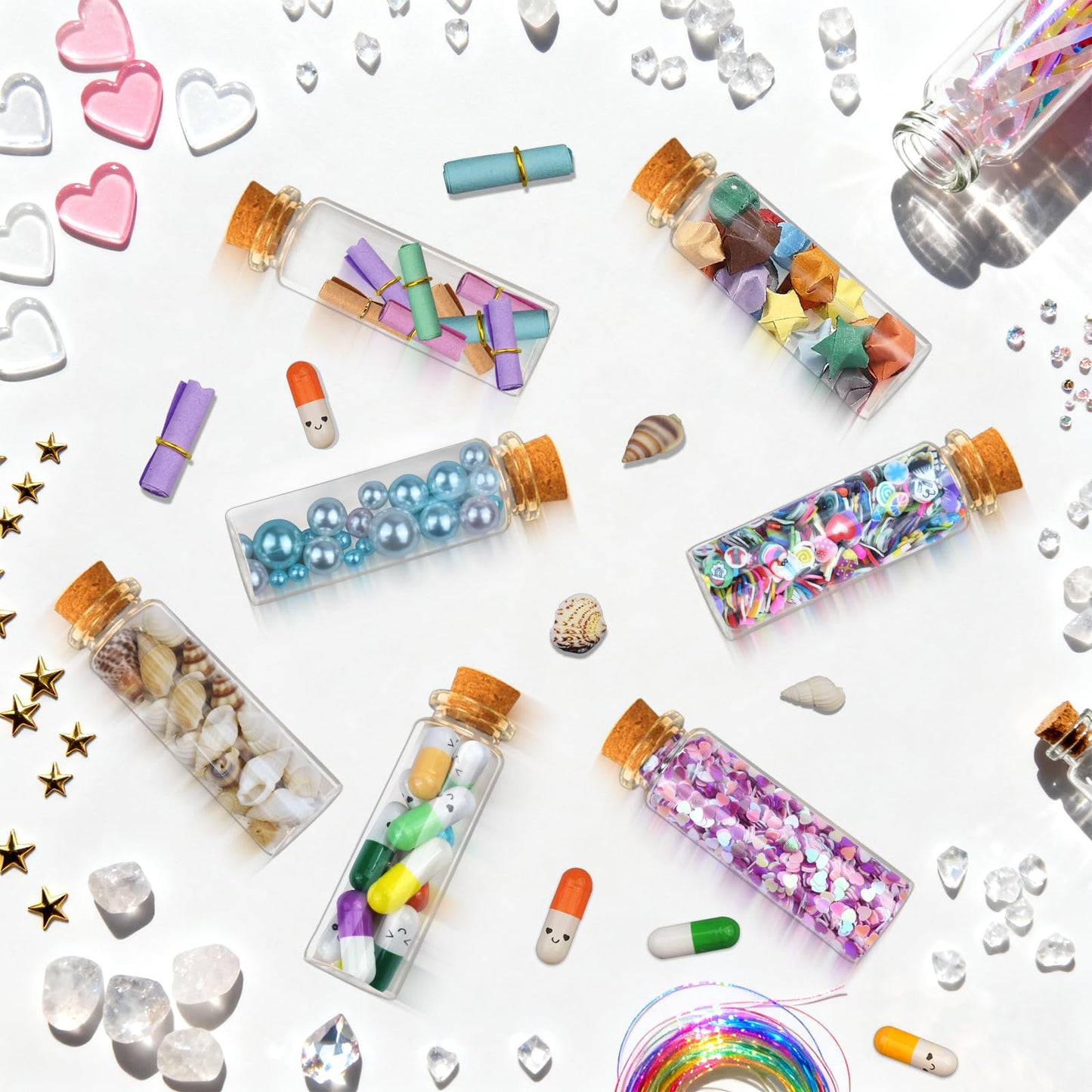 30Pcs 15ml Mini Glass Bottles with Cork Stoppers - Small Clear Vials for DIY Crafts, Wedding Favors, Halloween Decor, Wishing Spell Jars, Includes Funnel-(22 * 70 mm)