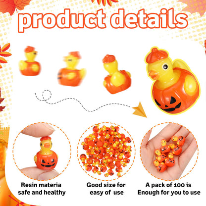 VioraWhite 50 Pcs Mini Resin Ducks Bulk Tiny Summer Themed Figurines Party Decor for DIY Miniature Landscape Birthday Gifts Aquarium Bonsai Potted Dollhouse Decor (Pumpkin)