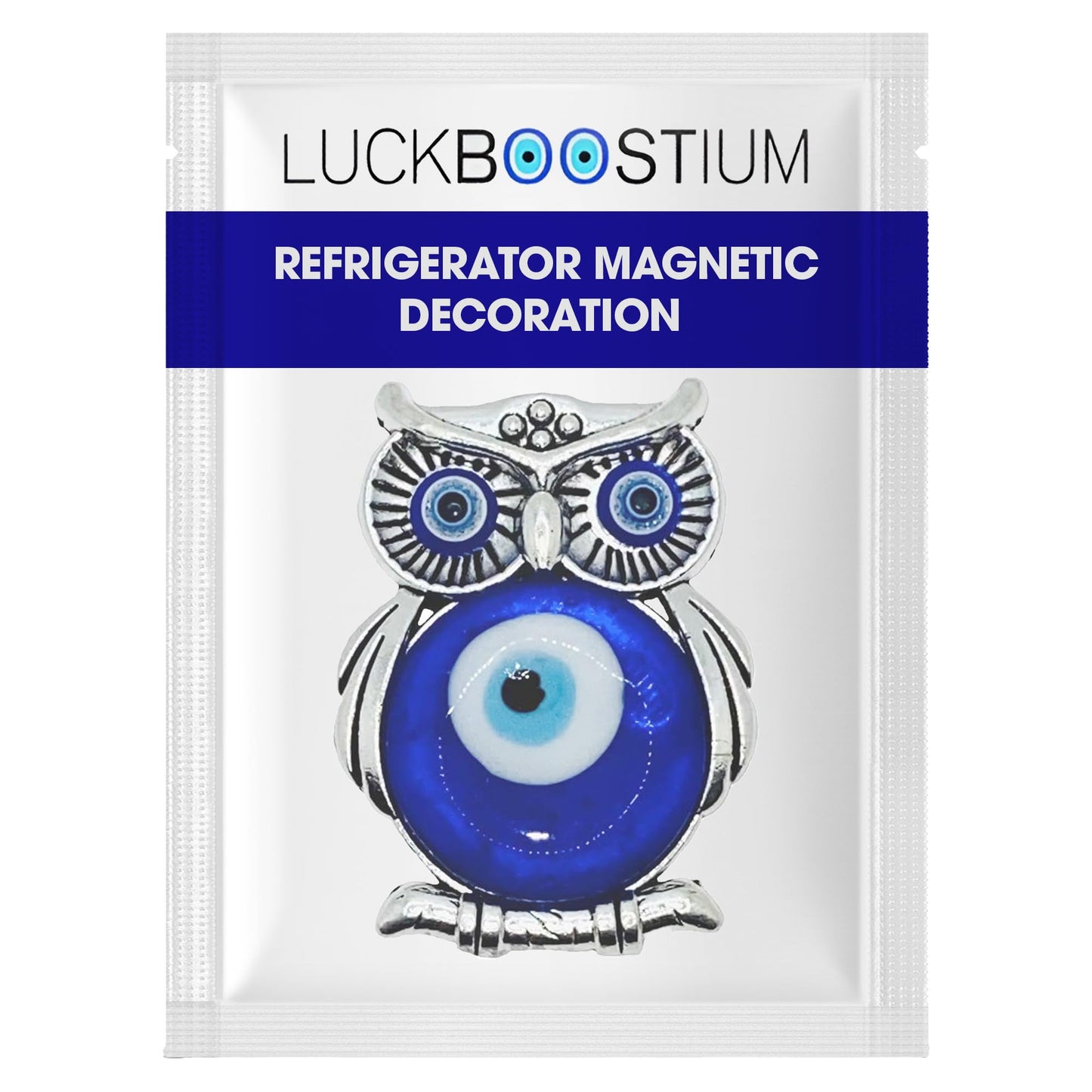 LUCKBOOSTIUM Decorative Owl Magnet for Refrigerator, Office, Locker, Whiteboard – Metal Alloy Charm with Evil Eye for Good Luck & Positive Energy – Stylish Kitchen & Home Decor – 1.7 by 1.4 Inches