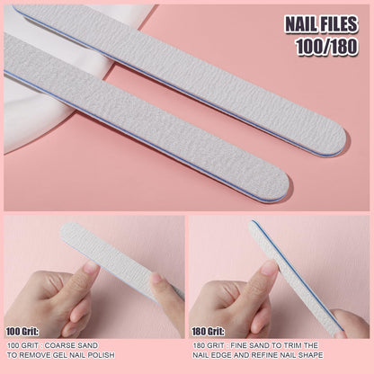 FANDAMEI Nail Files and Buffers, 20PCS Nail File Kit. Rectangular Nail Buffer Block & 100/180 Grit 7 Way Nail File & Polishing Buffer. Nail Prep Kit. Professional Manicure Nail Tools