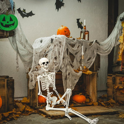 Abakuku 5.4 ft Posable Halloween Skeleton Decorations,Human Bones for Halloween Party with Movable Joints,for Haunted Houses, Front Lawn, Graveyard Props