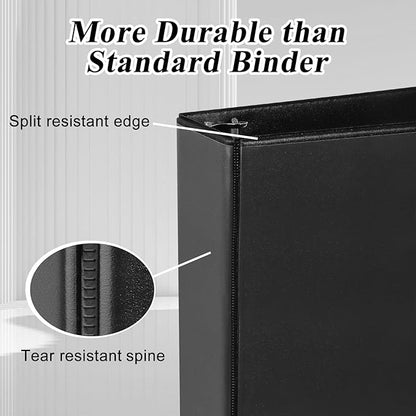 CIXILDTS 1.5-inch D Ring Binders, 3 Ring Binder Fit US Letter Size Paper, 1-1/2" Slant D Ring View Binder with 2 Pocekts, 6-Pack, Black