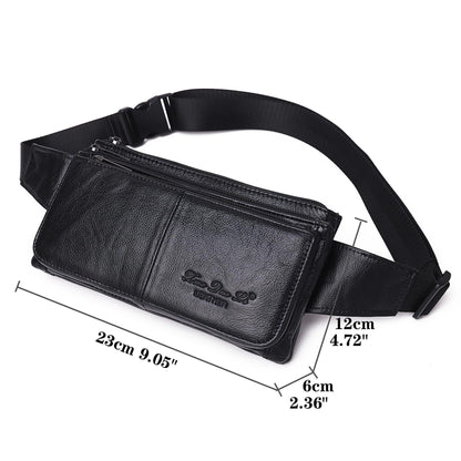 KPYWZER Vintage Leather Fanny Pack Waist Bag for Men Women Outdoor Travel Hunting Hiking Camping Hip Bum Belt Cell Phone Purse Wallet Pouch Retro Crossbody Sling Pouch Black