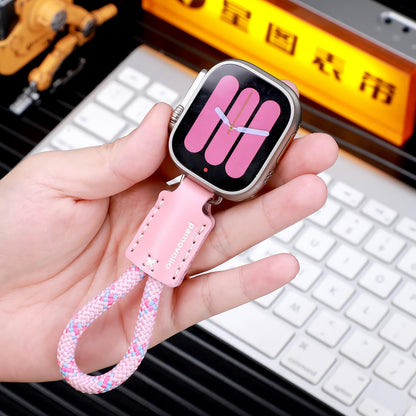 pamovolio leather braided short paracord for apple watch fob keychain clip pocket watch ultra49mm series123456789se10s11 46/44/45/42/41/38mm chain watch band key Holder Ring49