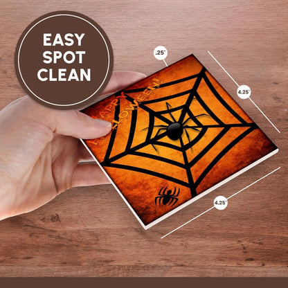3dRose cst_24192_3 Spiders on Halloween-Ceramic Tile Coasters, Set of 4