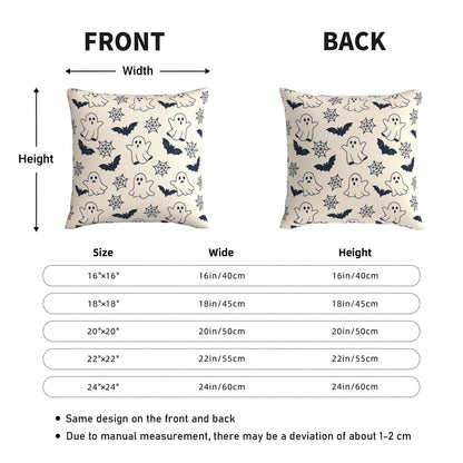 KiuLoam Cute Halloween Pillow Covers 18x18 Set of 2, Black Ghost Bats Spider Webs Print Decorative Throw Pillow Cases, Rustic Farmhouse Style Outdoor Cushion Covers for Sofa Couch Living Room Bed