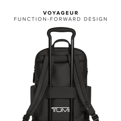 TUMI - Voyageur Raina Backpack - Women's Premium Leather Backpack - Everyday Bag with Phone Pocket & Laptop Compartment - Black, Gunmetal Hardware