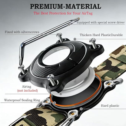 Upgraded AirTag Dog Collar,Waterproof Tactical Dog Collar with AirTag Holder, Control Handle and Metal Buckle,Heavy Duty Dog Collars for Large Dogs(AirtagCamo，M